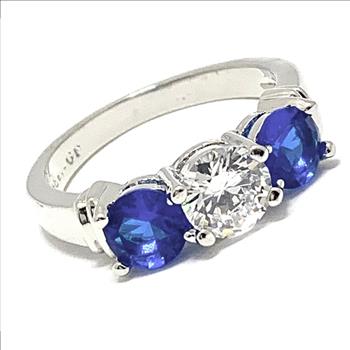 Antique Design 3.00ctw Sapphire & Diamonique Diamond Anniversary Ring