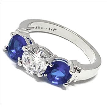 Antique Design 3.00ctw Sapphire & Diamonique Diamond Anniversary Ring