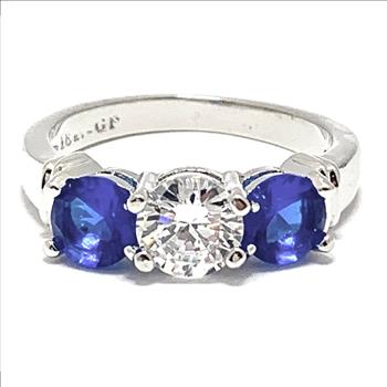 Antique Design 3.00ctw Sapphire & Diamonique Diamond Anniversary Ring