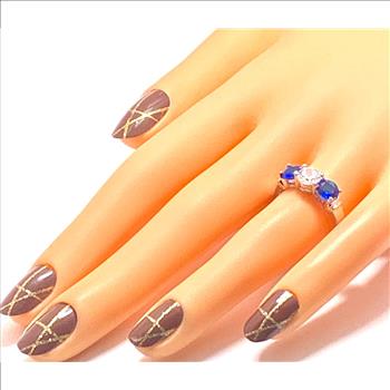 Antique Design 3.00ctw Sapphire & Diamonique Diamond Anniversary Ring