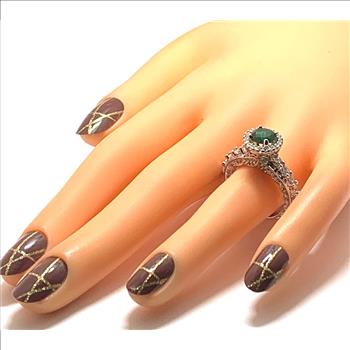 Antique Design 4.00ctw Emerald & Diamonique Diamond Engagement Ring