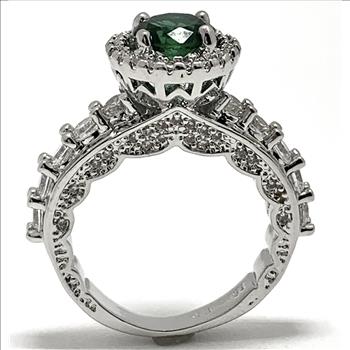 Antique Design 4.00ctw Emerald & Diamonique Diamond Engagement Ring