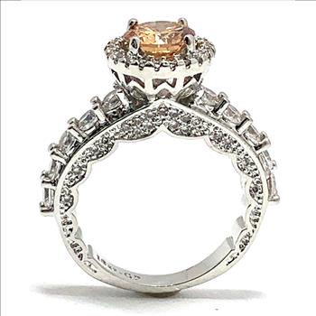 Antique Design 4.00ctw Golden Topaz & Diamonique Diamond Ring