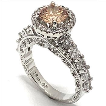 Antique Design 4.00ctw Golden Topaz & Diamonique Diamond Ring