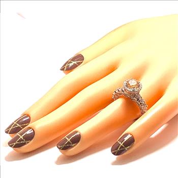 Antique Design 4.00ctw Golden Topaz & Diamonique Diamond Ring