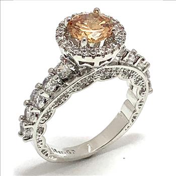 Antique Design 4.00ctw Golden Topaz & Diamonique Diamond Ring