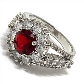 Antique Design 4.50ctw Garnet & Diamonique Diamond Ring