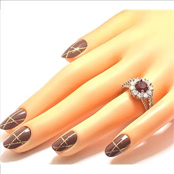Antique Design 4.50ctw Garnet & Diamonique Diamond Ring