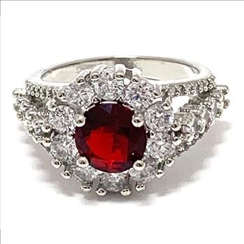 Antique Design 4.50ctw Garnet & Diamonique Diamond Ring