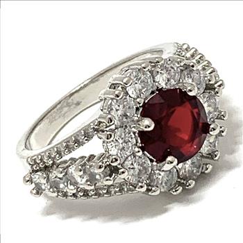 Antique Design 4.50ctw Garnet & Diamonique Diamond Ring