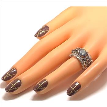 Antique Design 5.25ctw Mistique Topaz & Diamonique Diamond Ring