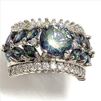 Antique Design 5.25ctw Mistique Topaz & Diamonique Diamond Ring