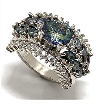 Antique Design 5.25ctw Mistique Topaz & Diamonique Diamond Ring