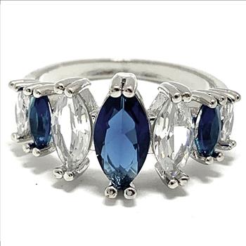 Antique Design 5.25ctw Sapphire & Diamonique Diamond Anniversary Ring