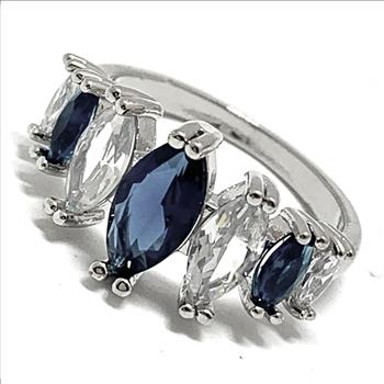 Antique Design 5.25ctw Sapphire & Diamonique Diamond Anniversary Ring