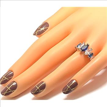 Antique Design 5.25ctw Sapphire & Diamonique Diamond Anniversary Ring