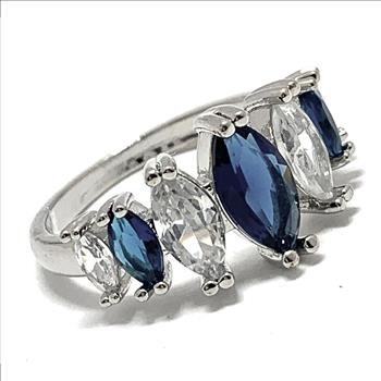 Antique Design 5.25ctw Sapphire & Diamonique Diamond Anniversary Ring