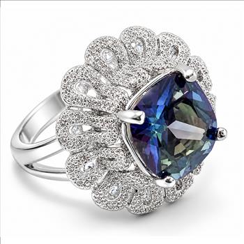 Antique Design 9.00ctw Mistique Topaz & Diamonique Diamond Ring