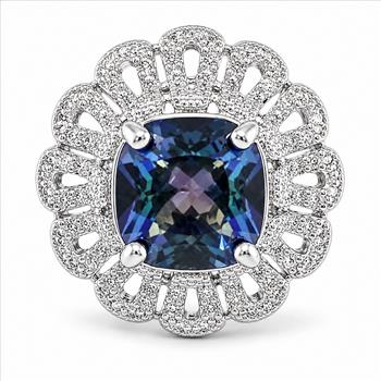 Antique Design 9.00ctw Mistique Topaz & Diamonique Diamond Ring