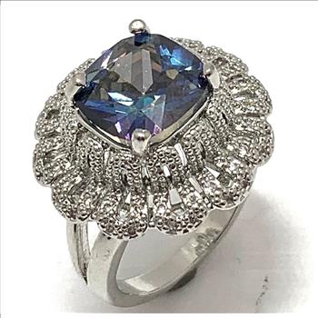 Antique Design 9.00ctw Mistique Topaz & Diamonique Diamond Ring