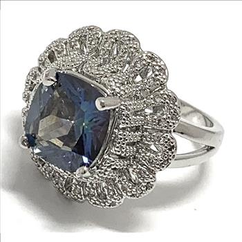 Antique Design 9.00ctw Mistique Topaz & Diamonique Diamond Ring