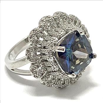 Antique Design 9.00ctw Mistique Topaz & Diamonique Diamond Ring