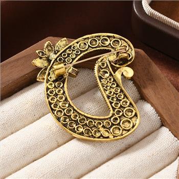 Antique Design Pearl & Diamonique Diamond Brooch