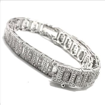 Antique Style 18k Gold & .925 Sterling Silver 1.50ctw Diamonique Diamond Tennis Bracelet