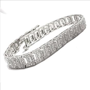 Antique Style 18k Gold & .925 Sterling Silver 1.50ctw Diamonique Diamond Tennis Bracelet