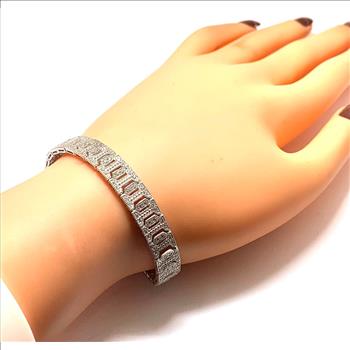 Antique Style 18k Gold & .925 Sterling Silver 1.50ctw Diamonique Diamond Tennis Bracelet