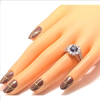 Antique Style 4.00ctw Sapphire & Diamonique Diamond Ring