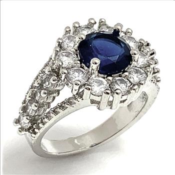 Antique Style 4.00ctw Sapphire & Diamonique Diamond Ring