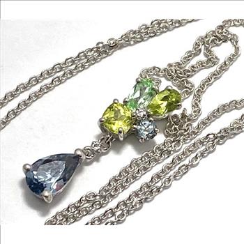 Authentic Lorenzo .925 Sterling Silver, 1.25ctw Multi-Color Stone Necklace