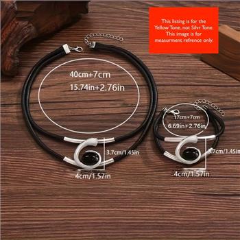 Black Onyx Necklace & Bracelet Ring Set 18K Gold Overlay