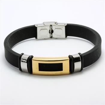 Black Silicon & Stainless Steel Bracelet