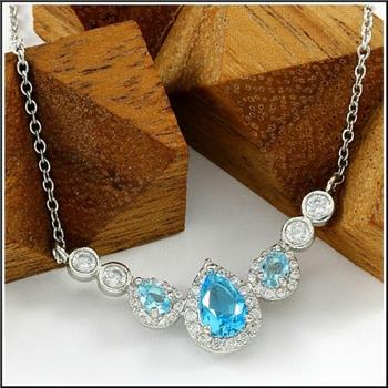 Blue Topaz and White Sapphire Necklace