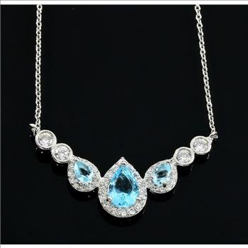 Blue Topaz and White Sapphire Necklace