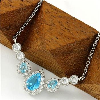 Blue Topaz and White Sapphire Necklace