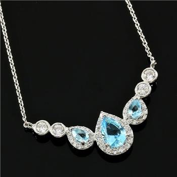 Blue Topaz and White Sapphire Necklace
