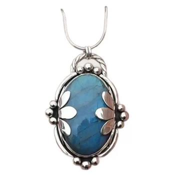 Boho Moonstone Leaf Wrapped Pendant Necklace