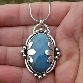 Boho Moonstone Leaf Wrapped Pendant Necklace