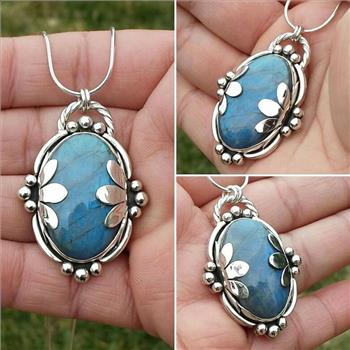 Boho Moonstone Leaf Wrapped Pendant Necklace