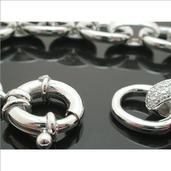 Chunky Pave Set White Topaz Sterling Silver Bracelet 8