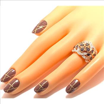 Colore SG Lorenzo 18k Rose Gold & .925 Sterling Silver 3.30ctw Genuine Black Spinel & White Zircon Ring