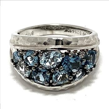 Colore SG Lorenzo 18k White Gold & .925 Sterling Silver 2.61ctw Genuine London Blue Topaz Ring