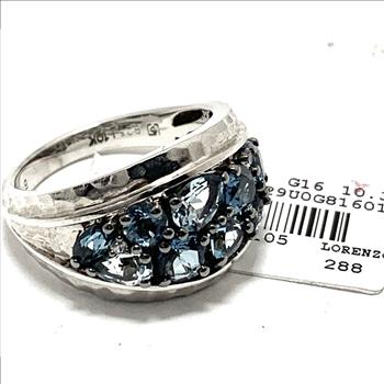 Colore SG Lorenzo 18k White Gold & .925 Sterling Silver 2.61ctw Genuine London Blue Topaz Ring