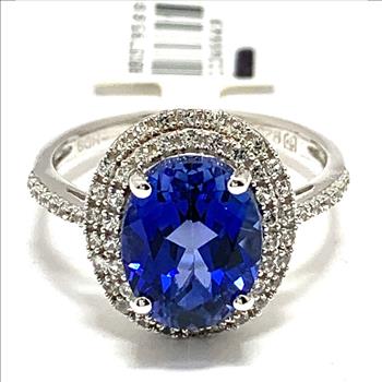 Colore SG Lorenzo 18k White Gold & .925 Sterling Silver 3.83ctw Sapphire & White Zircon Engagement Ring