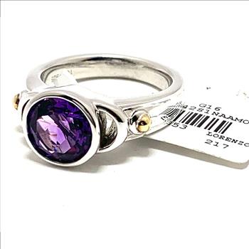 Colore SG Lorenzo 18k White & Yellow Gold & .925 Sterling Silver 2.55ctw Genuine Amethyst Ring