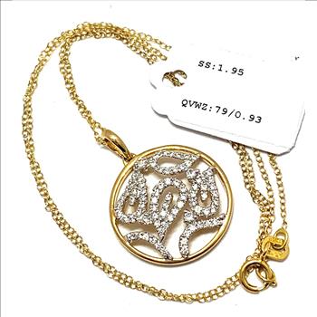 Colore SG Lorenzo 18k Yellow Gold & .925 Sterling Silver 0.93ctw Genuine White Zircon Necklace