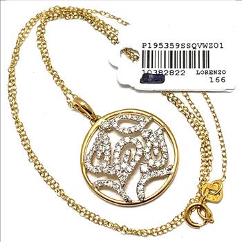 Colore SG Lorenzo 18k Yellow Gold & .925 Sterling Silver 0.93ctw Genuine White Zircon Necklace